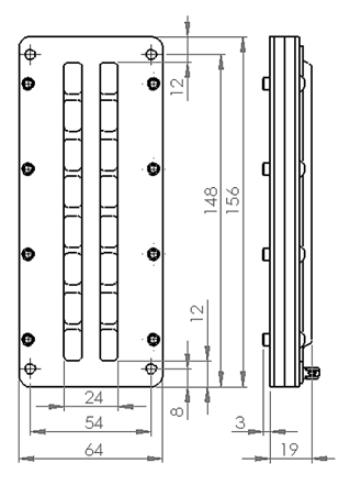 drawing & mounting du tweeter à ruban Radian Tweeter à ruban Radian LT6, 9 ohm, 64 x 156 mm