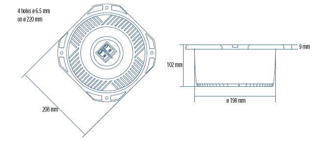 Image Drawing & Mounting kit haut-parleurs RCF Pack haut-parleur RCF MR8N301 avec pavillon RCF H6000