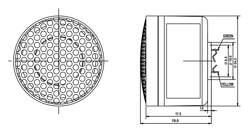 drawing & mounting du tweeter à dôme SB Acoustics Tweeter à dôme SB Acoustics SB14ST-C000-4, impédance 4 ohm, bobine 14 mm