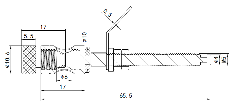 drawing & mounting du bornier enceinte TLHP Paire de bornes pour enceinte haute fidélité, plaqué-or, pour fiche banane ou serrage sur conducteur diamètre 5.5 mm max, repères rouge/noir, diamètre 10.6 mm, longueur 70.5 mm