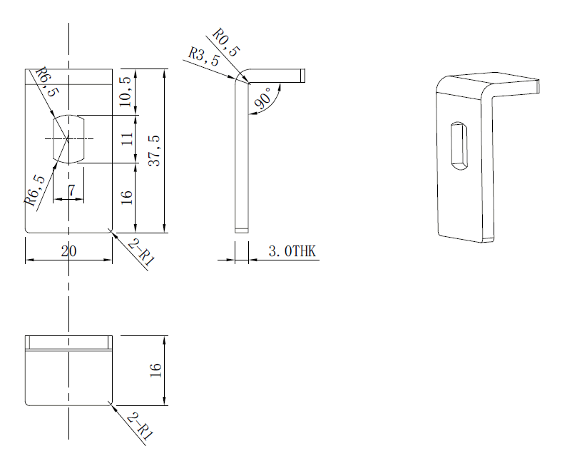 drawing & mounting du patte de fixation grille haut-parleur TLHP Lot de 4 pattes de fixation pour grille, acier épais, finition noir, dimensions 37.5 x 20 mm, hauteur 16 mm, pour grille / haut-parleur de 5 à 8 pouce