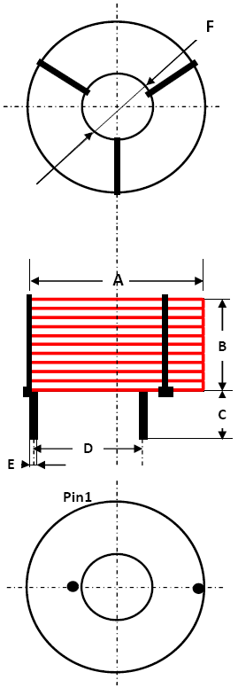 drawing & mounting du bobine TLHP Self TLHP L10-3.9 mH - 10/10e ±3%
