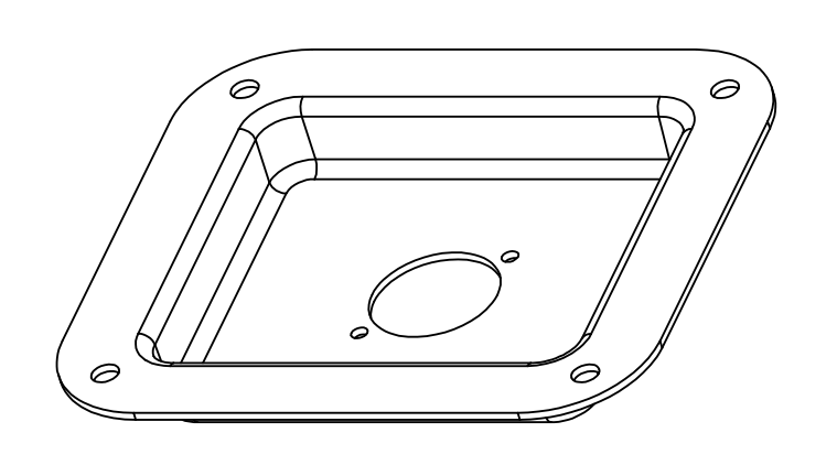 Image Drawing & Mounting (2/2) cuvette TLHP Cuvette acier noir 112x101x15.5 mm, pour une embase châssis format D