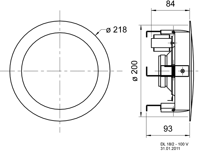 drawing & mounting du hp 100v Visaton Haut-parleur Visaton DL 18/2, 100V