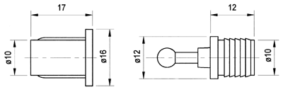 drawing & mounting du clips façade Visaton Clips de façade d'enceinte diamètre 16 mm (mâle + femelle) en plastique noir