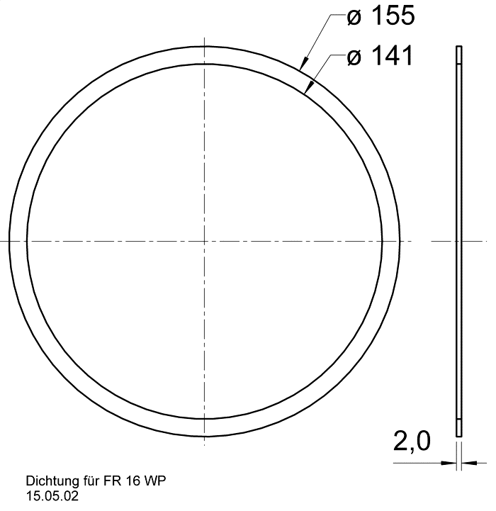 drawing & mounting du joint d'étanchéité Visaton Joint d'étanchéité pour haut-parleur Visaton FR 16 WP