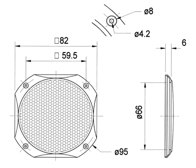 drawing & mounting du grille Visaton Grille Visaton 82 x 82 mm, pour F 8 SC, FR 8, FRS 8, FRS 8 M et FR 8 JS